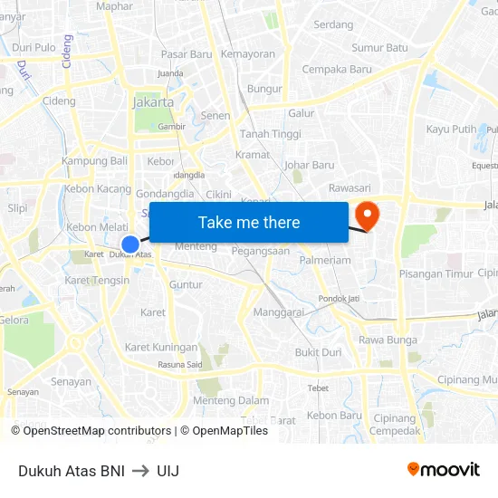 Dukuh Atas BNI to UIJ map