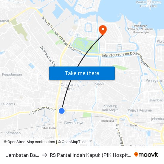 Jembatan Baru to RS Pantai Indah Kapuk (PIK Hospital) map