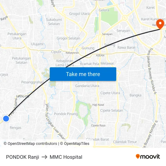 PONDOK Ranji to MMC Hospital map