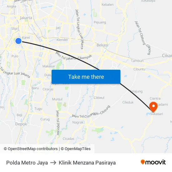 Polda Metro Jaya to Klinik Menzana Pasiraya map