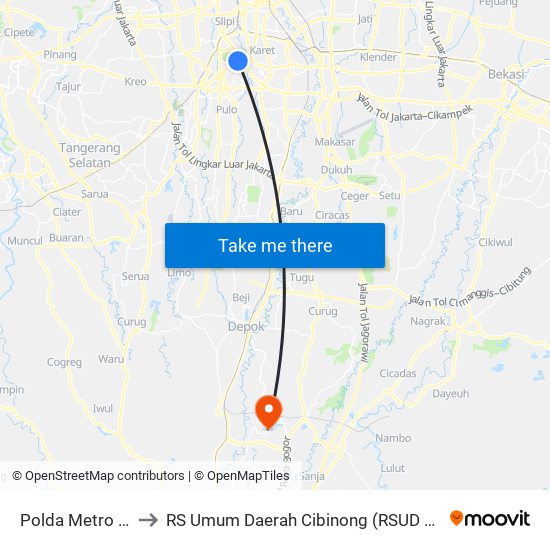 Polda Metro Jaya to RS Umum Daerah Cibinong (RSUD Cibinong) map