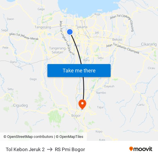 Tol Kebon Jeruk 2 to RS Pmi Bogor map