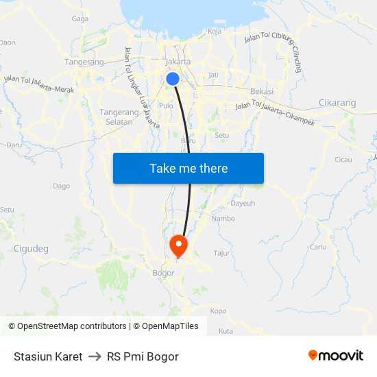 Stasiun Karet to RS Pmi Bogor map