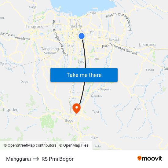 Manggarai to RS Pmi Bogor map