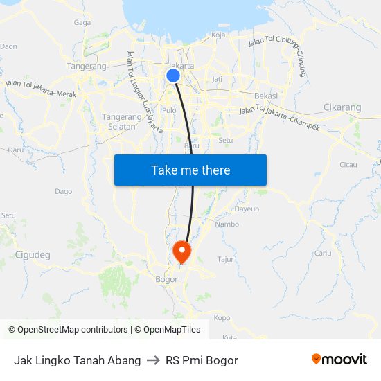 Jak Lingko Tanah Abang to RS Pmi Bogor map