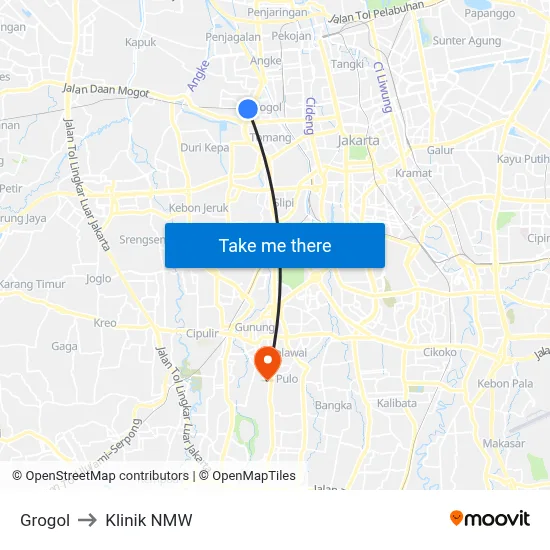 Grogol to Klinik NMW map