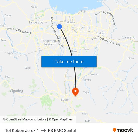 Tol Kebon Jeruk 1 to RS EMC Sentul map