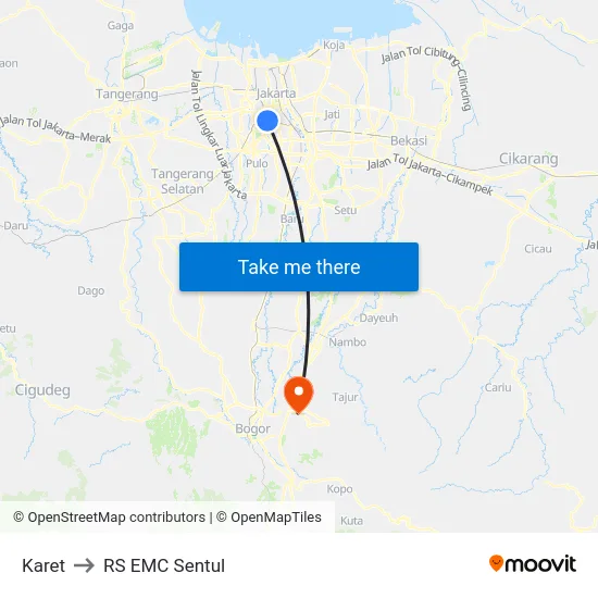 Karet to RS EMC Sentul map