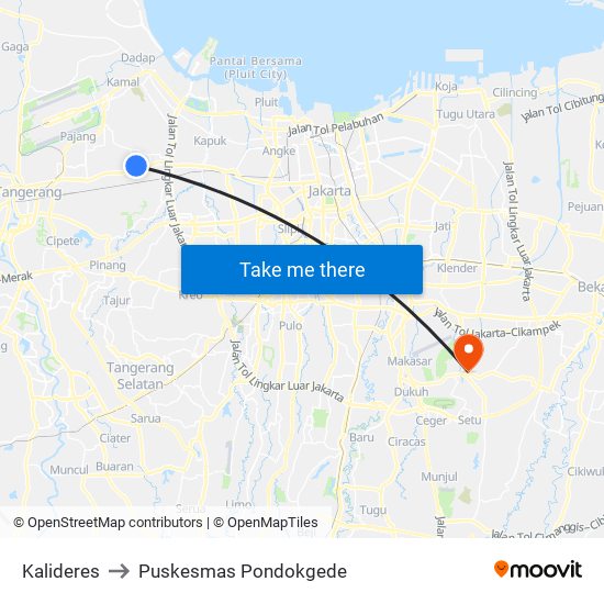 Kalideres to Puskesmas Pondokgede map