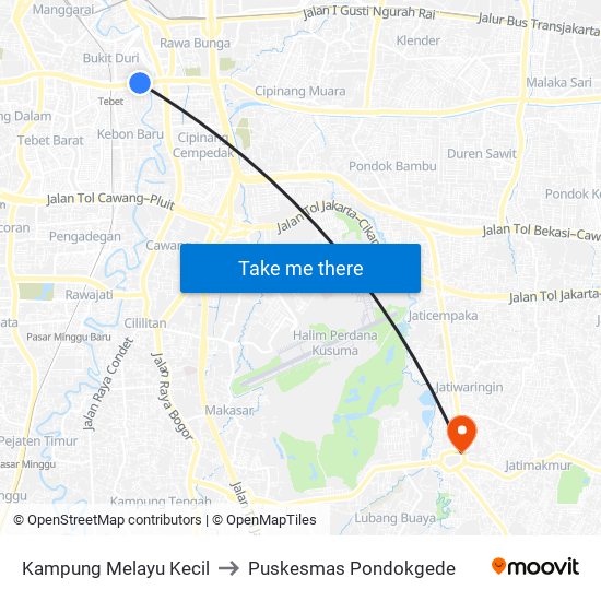 Kampung Melayu Kecil to Puskesmas Pondokgede map