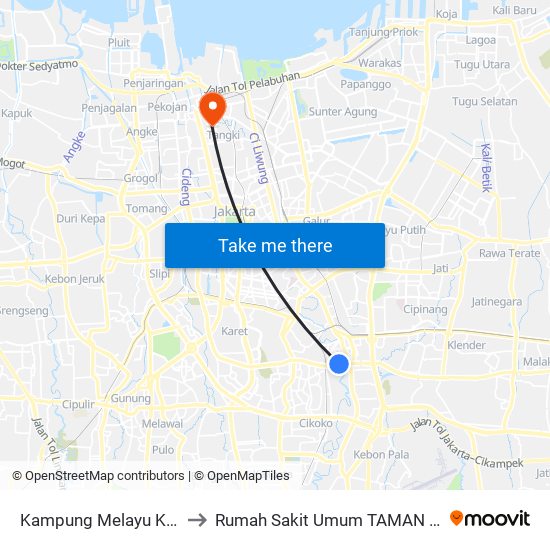 Kampung Melayu Kecil to Rumah Sakit Umum TAMAN Sari map