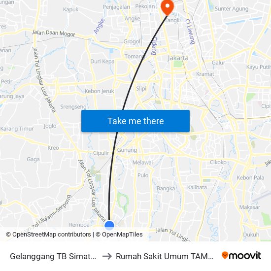 Gelanggang TB Simatupang to Rumah Sakit Umum TAMAN Sari map