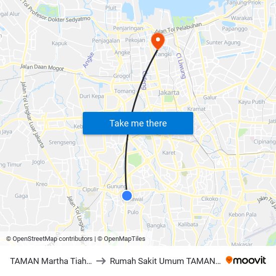 TAMAN Martha Tiahahu to Rumah Sakit Umum TAMAN Sari map