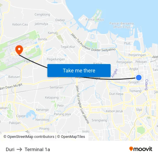 Duri to Terminal 1a map