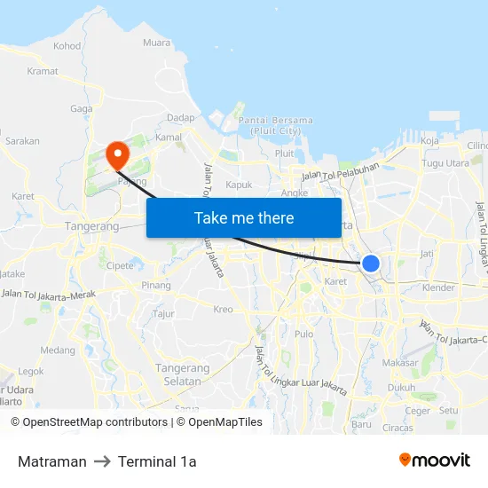 Matraman to Terminal 1a map