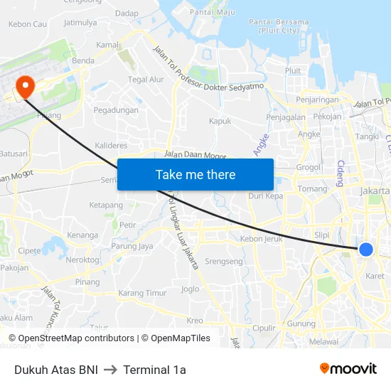 Dukuh Atas BNI to Terminal 1a map