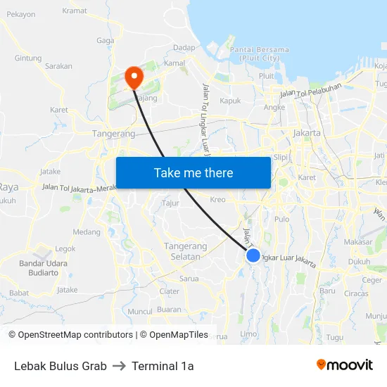 Lebak Bulus Grab to Terminal 1a map