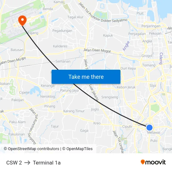 CSW 2 to Terminal 1a map