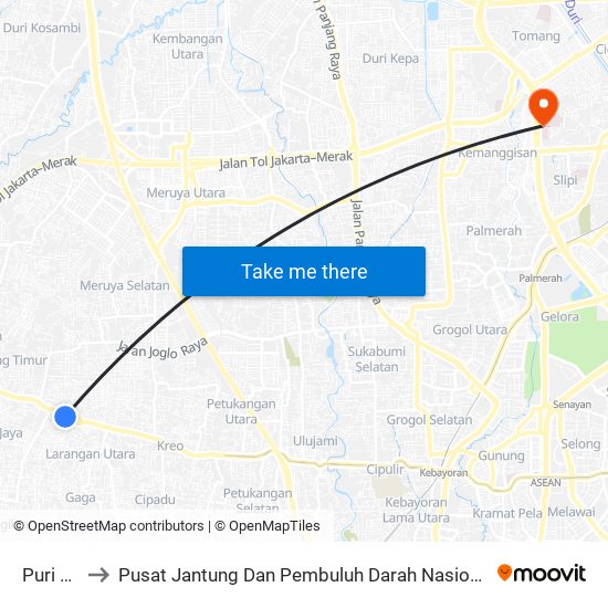 Puri Beta 2 to Pusat Jantung Dan Pembuluh Darah Nasional Rumah Sakit Harapan Kita map