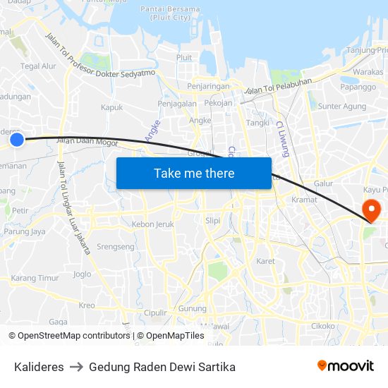 Kalideres to Gedung Raden Dewi Sartika map