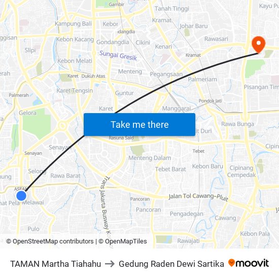 TAMAN Martha Tiahahu to Gedung Raden Dewi Sartika map