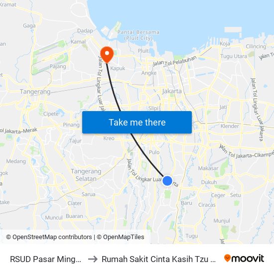 RSUD Pasar Minggu to Rumah Sakit Cinta Kasih Tzu Chi map