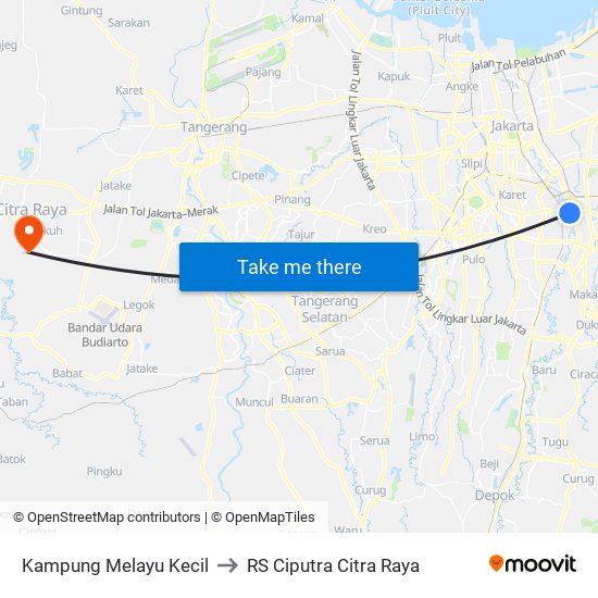 Kampung Melayu Kecil to RS Ciputra Citra Raya map