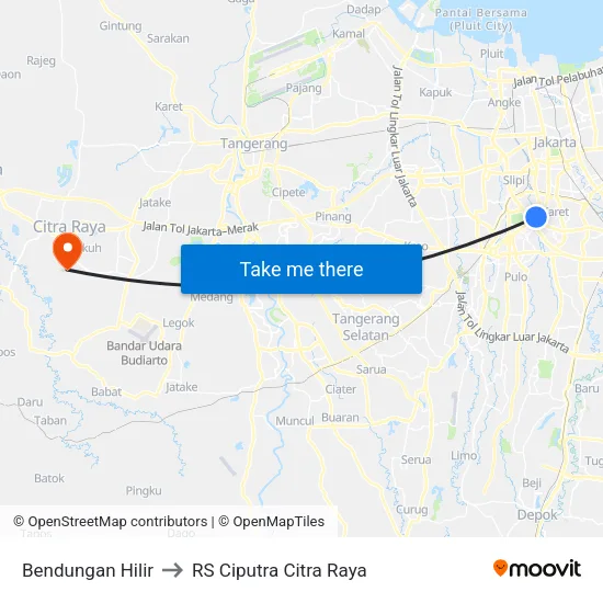Bendungan Hilir to RS Ciputra Citra Raya map