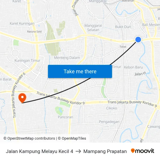 Jalan Kampung Melayu Kecil 4 to Mampang Prapatan map