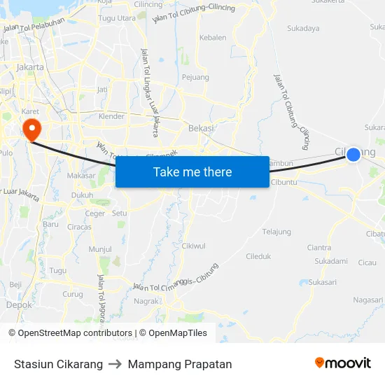 Stasiun Cikarang to Mampang Prapatan map