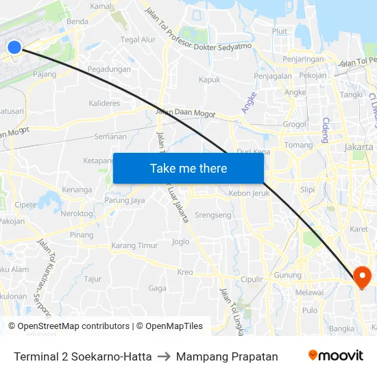 Terminal 2 Soekarno-Hatta to Mampang Prapatan map