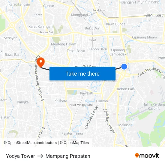 Yodya Tower to Mampang Prapatan map