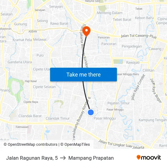 Jalan Ragunan Raya, 5 to Mampang Prapatan map