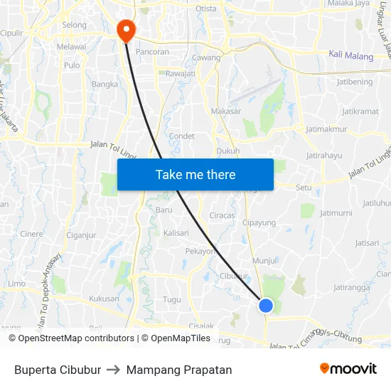 Buperta Cibubur to Mampang Prapatan map