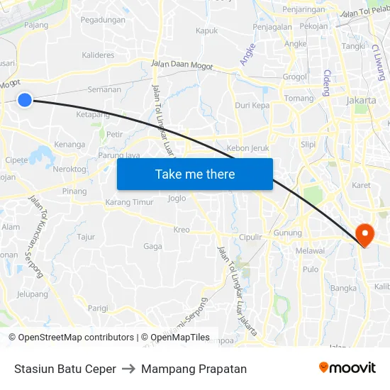 Stasiun Batu Ceper to Mampang Prapatan map