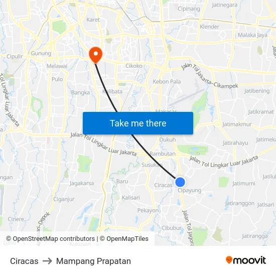Ciracas to Mampang Prapatan map