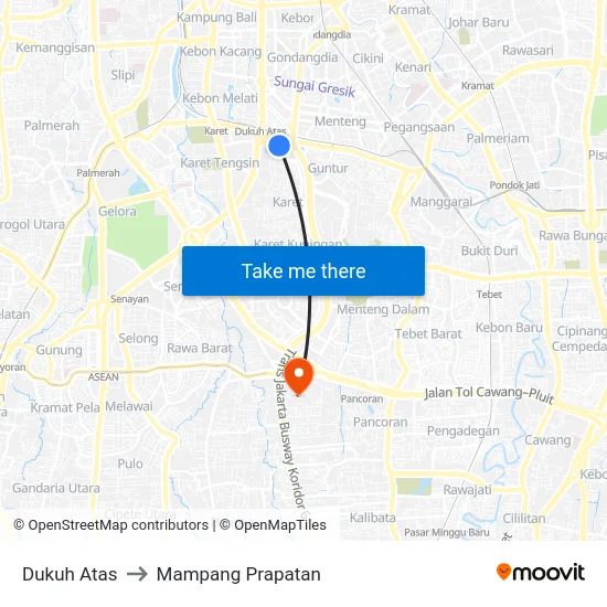 Dukuh Atas to Mampang Prapatan map