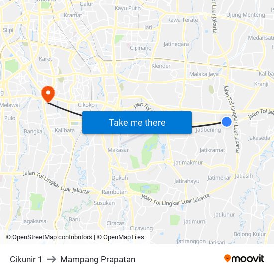 Cikunir 1 to Mampang Prapatan map