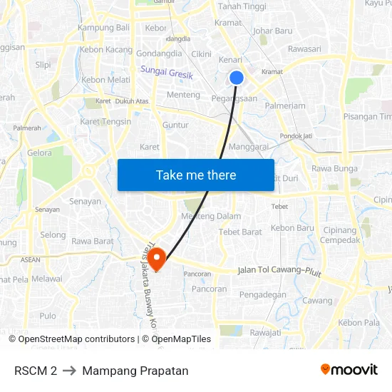RSCM 2 to Mampang Prapatan map