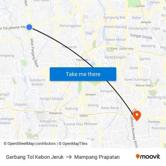 Gerbang Tol Kebon Jeruk to Mampang Prapatan map