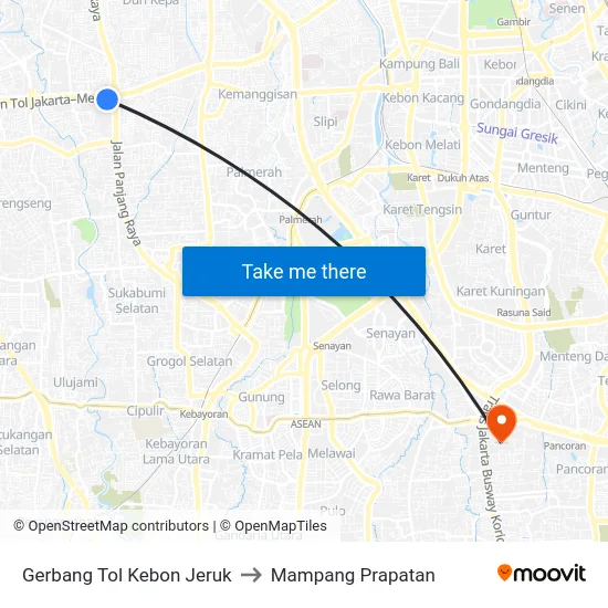 Gerbang Tol Kebon Jeruk to Mampang Prapatan map