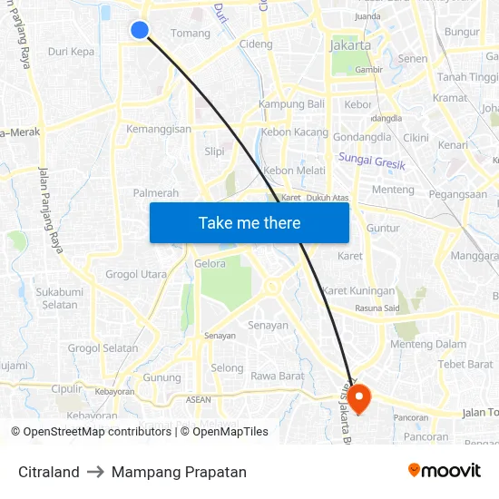 Citraland to Mampang Prapatan map