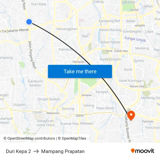 Duri Kepa 2 to Mampang Prapatan map