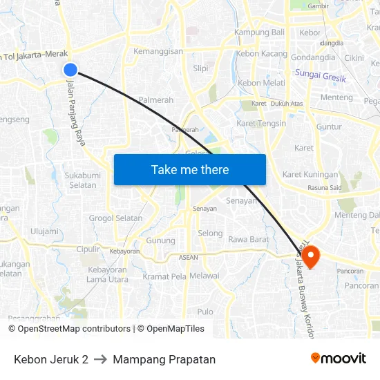 Kebon Jeruk 2 to Mampang Prapatan map