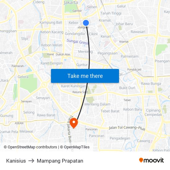 Kanisius to Mampang Prapatan map