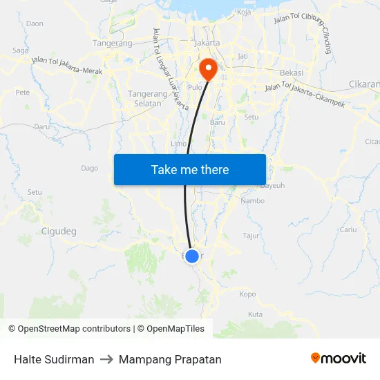 Halte Sudirman to Mampang Prapatan map