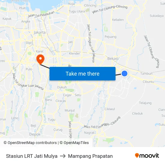 Stasiun LRT Jati Mulya to Mampang Prapatan map