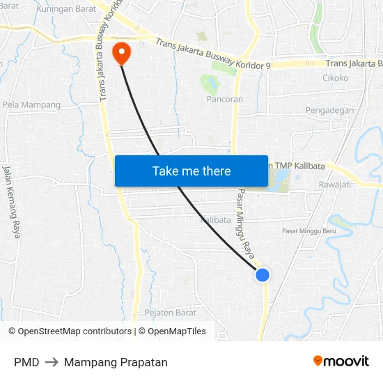 PMD to Mampang Prapatan map