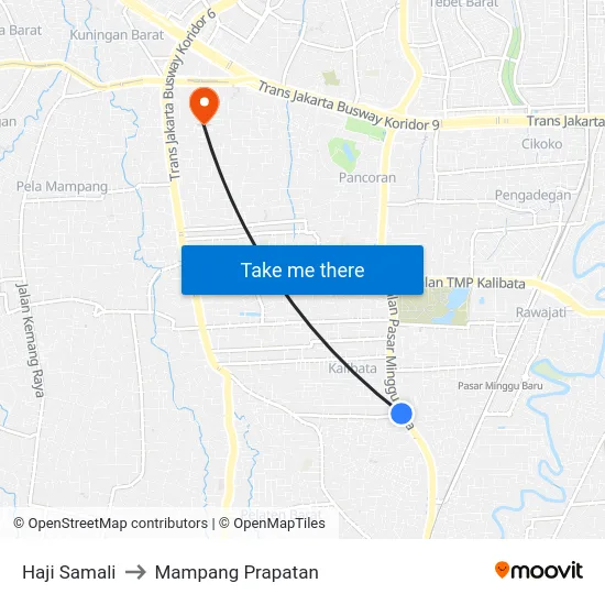 Haji Samali to Mampang Prapatan map