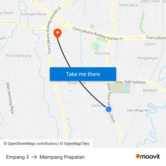 Empang 3 to Mampang Prapatan map